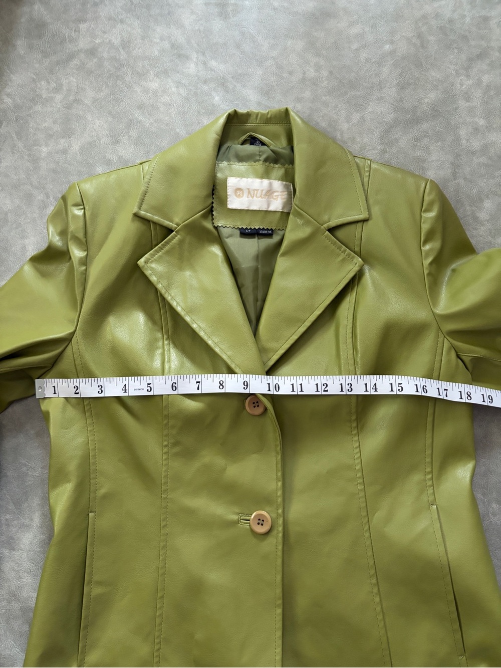 Vintage 90โs Y2K Green Faux Leather Blazer Jacket - Picture 8 of 11